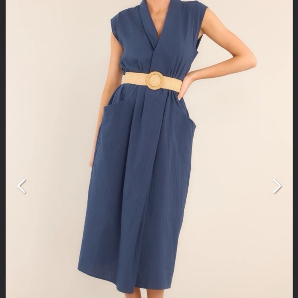 Entro Blue Pleated Midi Sundress